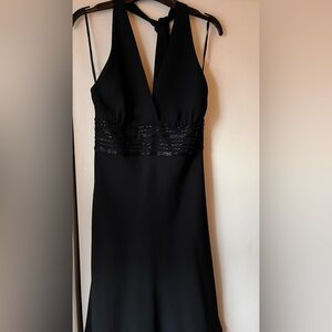 Jones New York Black Halter Sheath Short Dress with waist beading. Size 6.